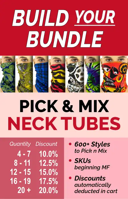 Build Your Own Bundle with ANY MIX of Microfiber Neck Tube Bandanas - discounts up to 20%