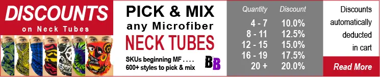 Quantity Discounts on Microfiber  Neck Tube Bandanas