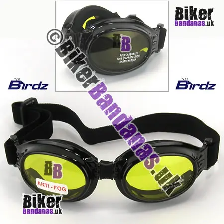 Front view of Birdz Eyewear Ostrich Folding Goggles - Black / Yellow