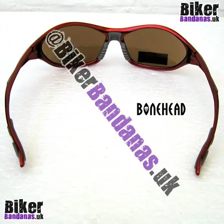 Side view of Bonehead Predator TR90 Sunglasses - Red Full-Frame / Brown Flash Mirror Lenses
