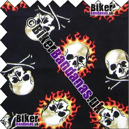 Closeup of Skull and Bones with Flaming Skulls Square Cotton Bandana Neckerchief