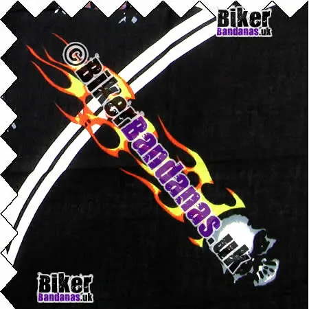 Closeup of Red-Eyed Skulls and Flaming Skulls on Panel Square Cotton Bandana Neckerchief