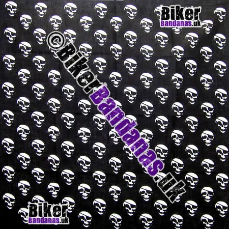 White Eye Patch Skulls on Black Square Cotton Bandana Neckerchief