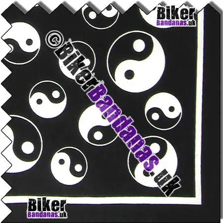 Closeup of Black and White Yin Yang Square Cotton Bandana Neckerchief