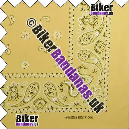 Closeup of BUDGET Classic Beige Paisley Cotton Bandana Neckerchief