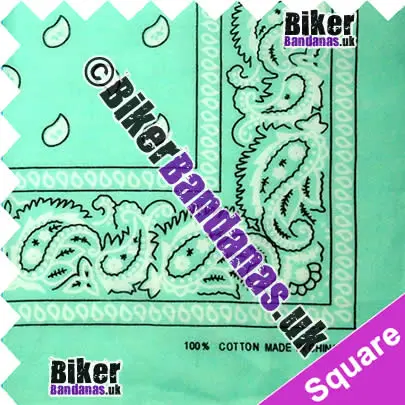 Closeup of Classic Mint Green Paisley Cotton Bandana Neckerchief