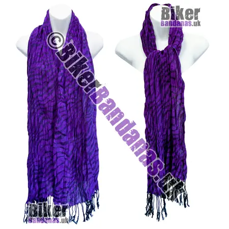 Alternatives views Purple with Black Zebra Stripes Medium Weight Woven Long Scarf