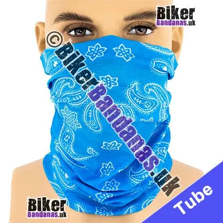 Blue Paisley Panel Neck Tube Bandana / Multifunctional Headwear / Neck Warmer