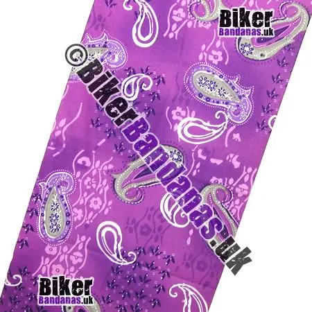 Fabric view of Pale Purple Paisley Flowers Neck Tube Bandana / Multifunctional Headwear / Neck Warmer