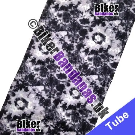 Fabric view of Black and Lilac Mottled Neck Tube Bandana / Multifunctional Headwear / Neck Warmer