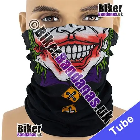 BUDGET Grinning Face Jaw with Smudged Red Lips and White Teeth on Black Neck Tube Bandana / Multifunctional Headwear / Neck Warmer
