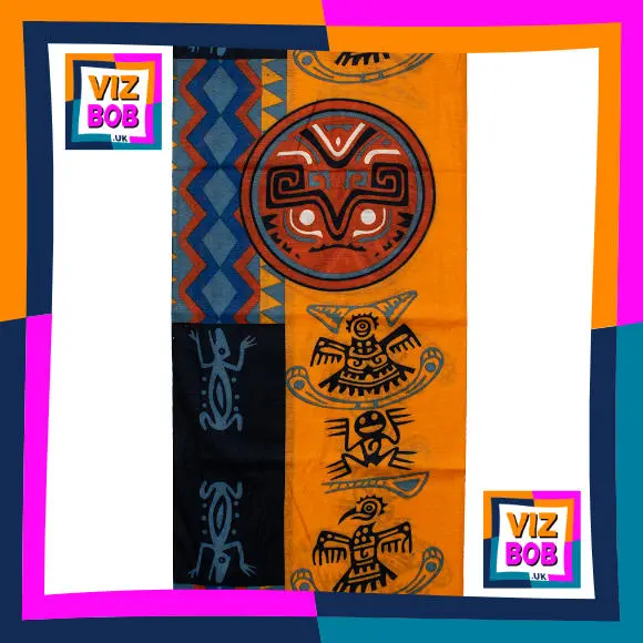Fabric view of BUDGET Giant Orange Aztec Panel Neck Tube Bandana / Multifunctional Headwear / Neck Warmer