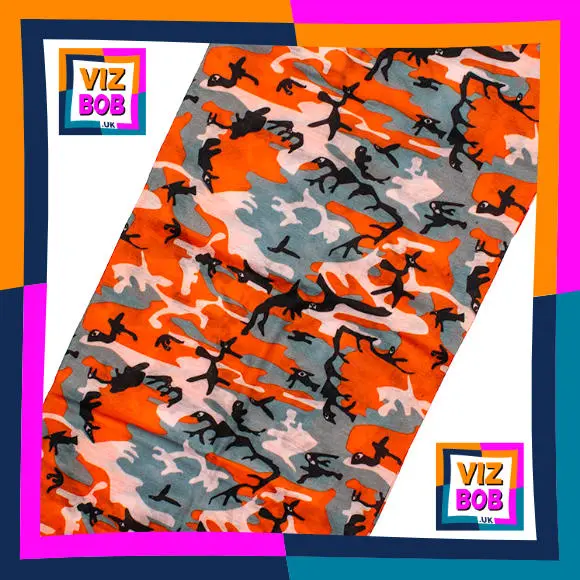 Fabric view of BUDGET Orange and Grey Camouflage Neck Tube Bandana / Multifunctional Headwear