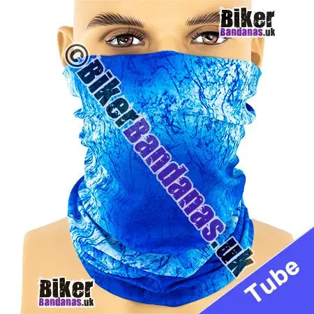 BUDGET Crackled Blue and White Neck Tube / Multifunctional Headwear / Neck Warmer
