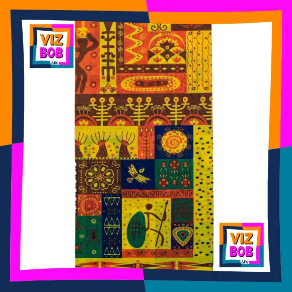 Fabric view of Yellow Aztec Montage Neck Tube Bandana / Multifunctional Headwear / Neck Warmer