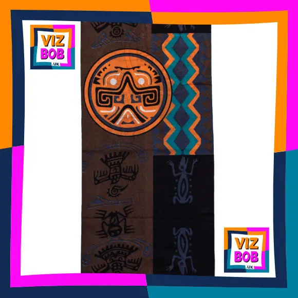 Fabric view of BUDGET Giant Brown Aztec Panel Neck Tube Bandana / Multifunctional Headwear / Neck Warmer