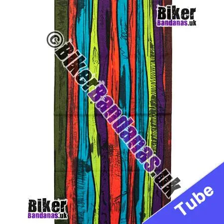 Fabric view of Multicoloured Hand Drawn Stripes Neck Tube Bandana / Multifunctional Headwear / Neck Warmer