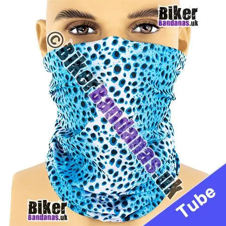 Blue Leopard Striped Neck Tube Bandana / Multifunctional Headwear / Neck Warmer