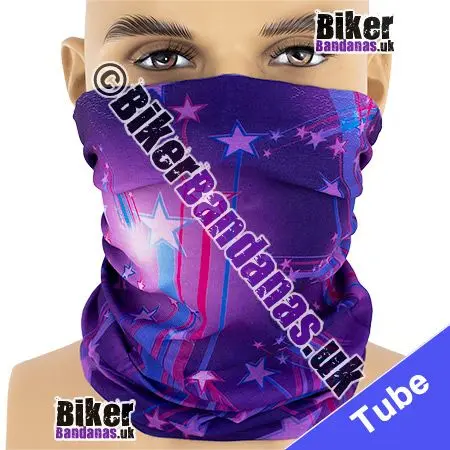 Purple Shooting Stars Neck Tube Bandana / Multifunctional Headwear / Neck Warmer