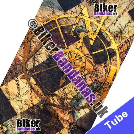 Fabric view of True North Compass on Map Blocks Neck Tube / Multifunctional Headwear / Neck Warmer