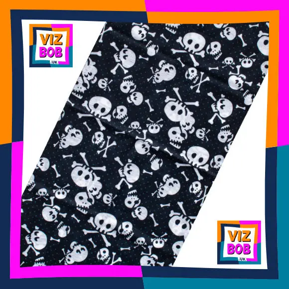 Fabric view of Spotted Skull and Crossbones Neck Tube / Multifunctional Headwear / Neck Warmer
