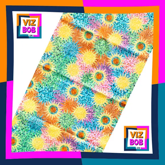 Fabric view of Mosaic Starburst Flowers Neck Tube / Multifunctional Headwear / Neck Warmer