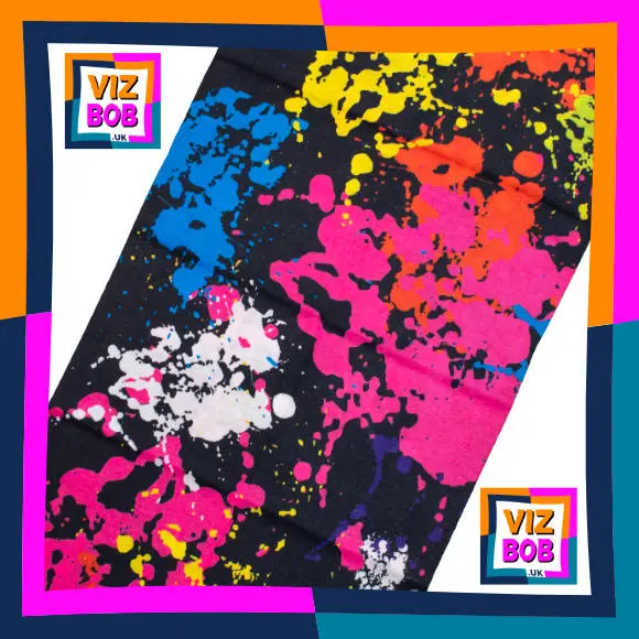 Fabric view of Black Paint Splatter Neck Tube / Multifunctional Headwear / Neck Warmer