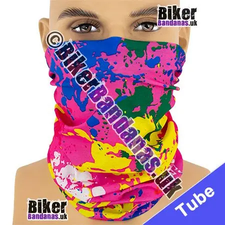 Pink Paint Splatter Neck Tube Bandana / Multifunctional Headwear / Neck Warmer