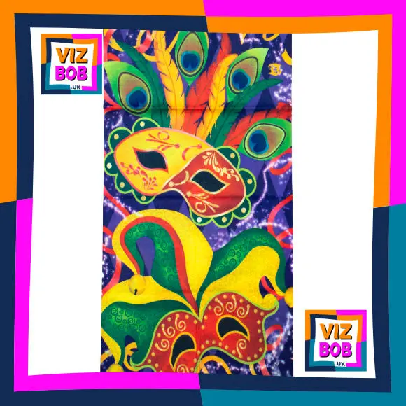 Fabric view of Colourful Masquerade Mask Neck Tube / Multifunctional Headwear / Neck Warmer