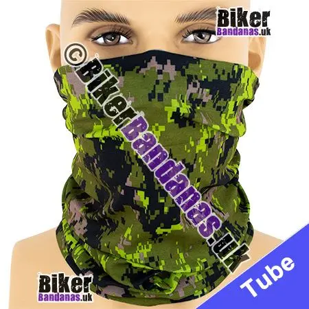 Lime Green Pixelated Camouflage Neck Tube Bandana / Multifunctional Headwear / Neck Warmer