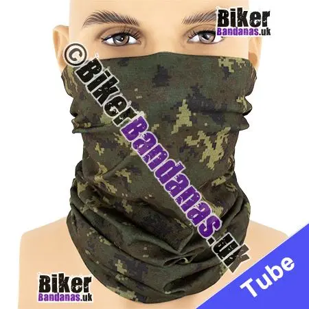 Woodland Forest Pixelated Digital Camouflage Neck Tube Bandana / Multifunctional Headwear / Neck Warmer