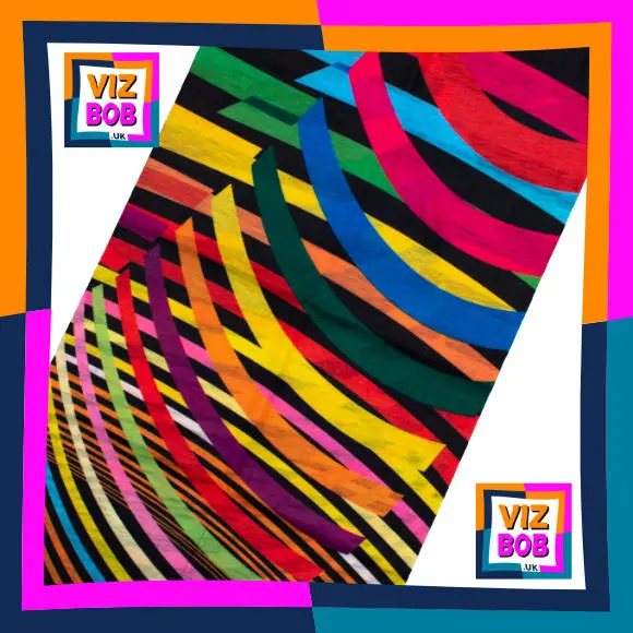 Fabric view of Colourful Rib Stripes on Black Neck Tube Bandana / Multifunctional Headwear / Neck Warmer
