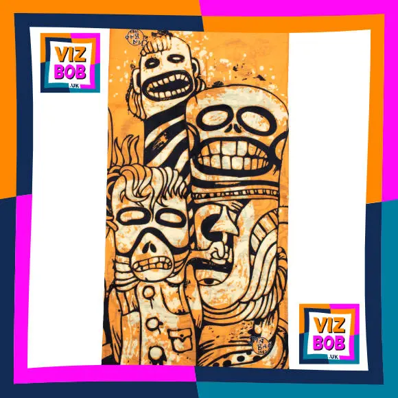 Fabric view of Faces Totem Poles Neck Tube Bandana / Multifunctional Headwear / Neck Warmer