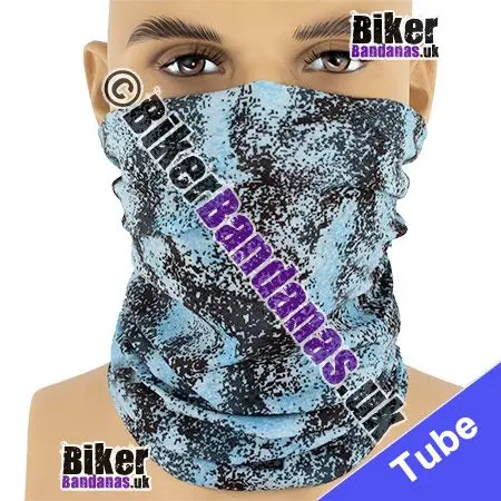Speckled Blue Grey and Brown Neck Tube Bandana / Multifunctional Headwear / Neck Warmer