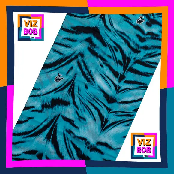 Fabric view of Turquoise Tiger Stripes Neck Tube Bandana / Multifunctional Headwear / Neck Warmer