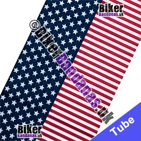 Fabric view of USA Stars and Stripes in Columns Neck Tube Bandana / Multifunctional Headwear / Neck Warmer