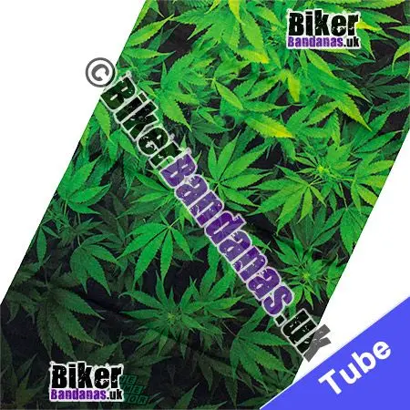 Fabric view of Green Cannabis Marijuana Hash Plant Neck Tube Bandana / Multifunctional Headwear / Neck Warmer