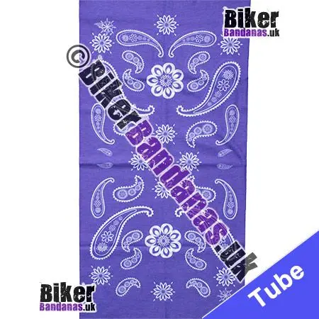 Fabric view of Lilac Mauve Paisley Star Neck Tube Bandana / Multifunctional Headwear / Neck Warmer