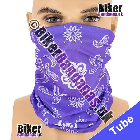 Lilac Mauve Paisley Star Neck Tube Bandana / Multifunctional Headwear / Neck Warmer