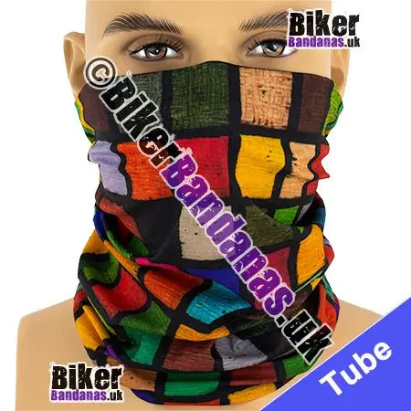 Multicolour Textured Checks Neck Tube Bandana / Multifunctional Headwear / Neck Warmer