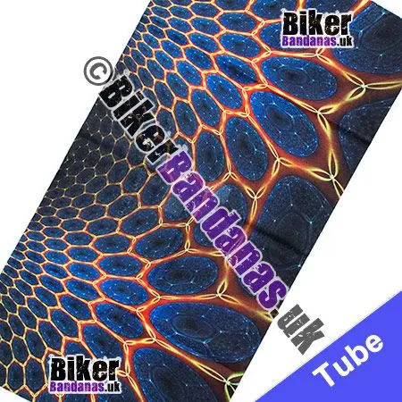 Fabric view of Blue Radial Honeycomb Neck Tube Bandana / Multifunctional Headwear / Neck Warmer