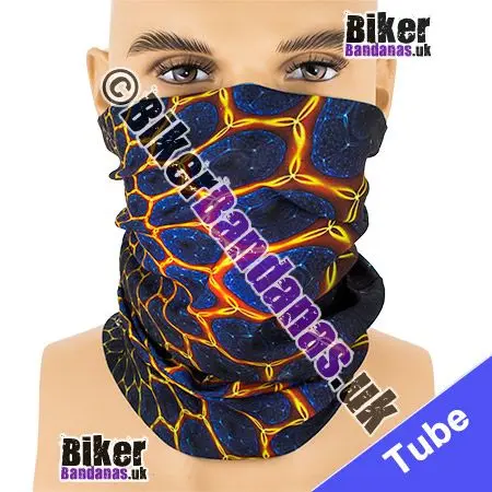 Blue Radial Honeycomb Neck Tube Bandana / Multifunctional Headwear / Neck Warmer
