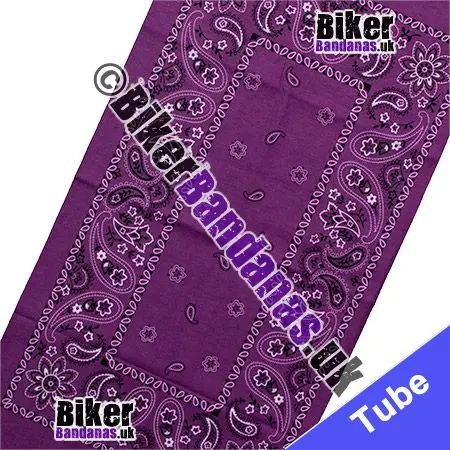 Fabric view of Pale Purple Paisley Border Panel Neck Tube Neck Tube Bandana / Multifunctional Headwear / Neck Warmer