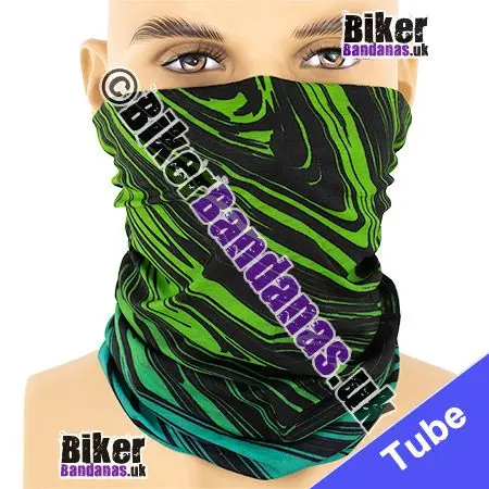 Turquoise and Lime Green Slipstream Neck Tube / Multifunctional Headwear / Neck Warmer