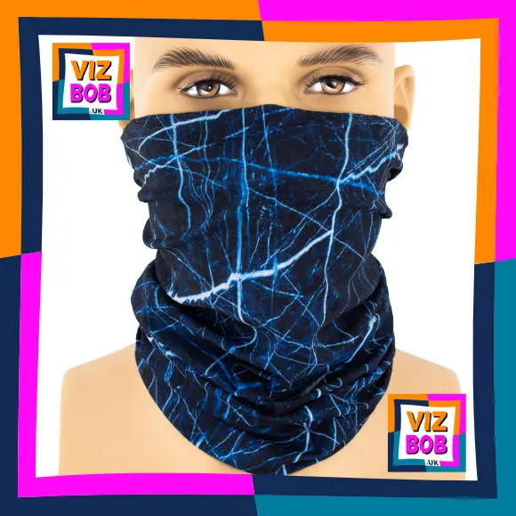 Navy Blue Cracked Ice Neck Tube Bandana / Multifunctional Headwear / Neck Warmer
