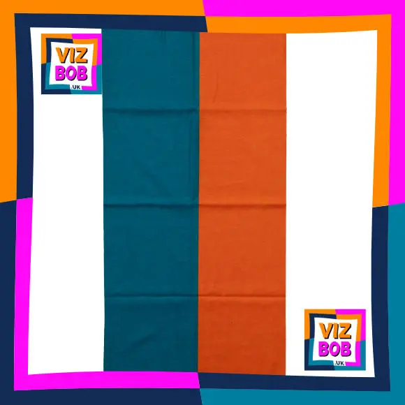 Fabric view of Plain Vertical Split Turquoise and Orange Neck Tube Bandana / Multifunctional Headwear / Neck Warmer