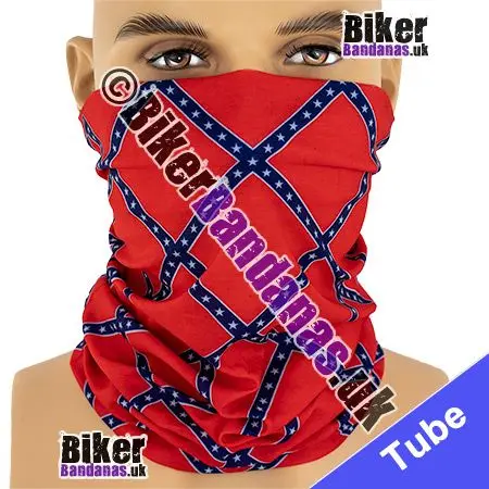 Repeating Confederate Rebel Dixie Flag Neck Tube Bandana / Multifunctional Headwear / Neck Warmer