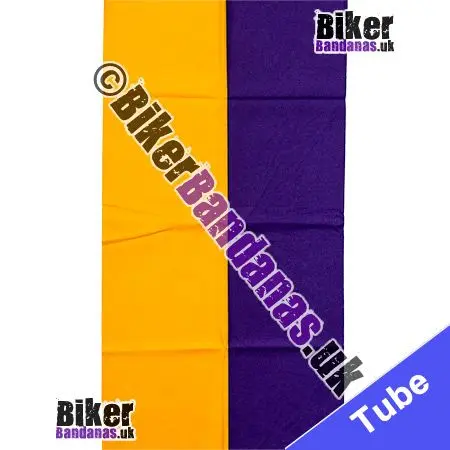 Fabric view of Plain Vertical Split Purple and Yellow Neck Tube Bandana / Multifunctional Headwear / Neck Warmer