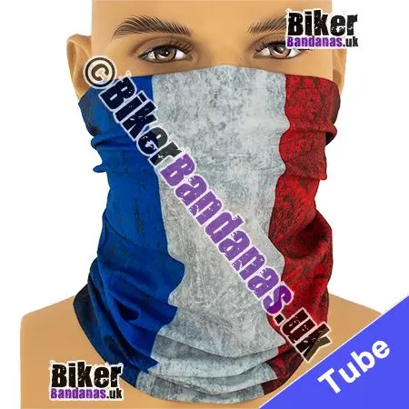 Weathered Flag of France Neck Tube Bandana / Multifunctional Headwear / Neck Warmer