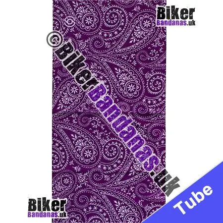 Fabric view of Purple Paisley Fern Neck Tube Neck Tube Bandana / Multifunctional Headwear / Neck Warmer